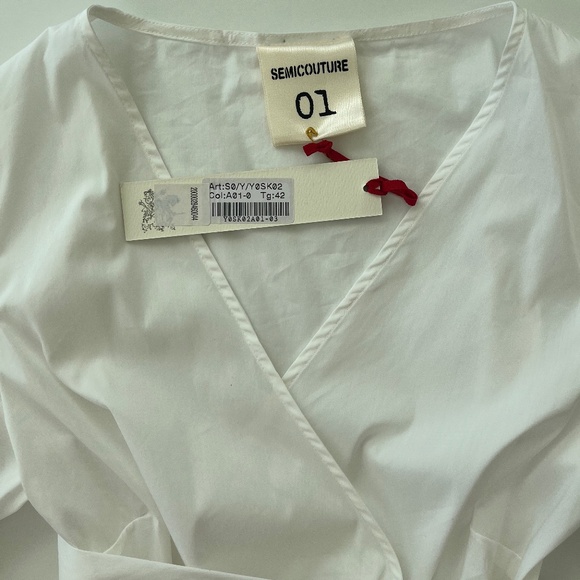 Wrap Crop Cotton Blouse Size IT42/US 8 - Made in Italy - Picture 5 of 7